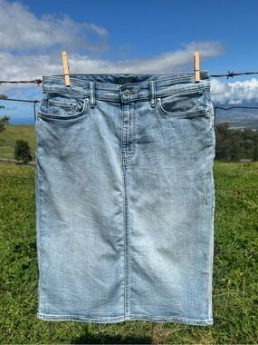 Lauren Ralph Lauren Denim Pencil light wash Western Boho Knee length Skirt 10